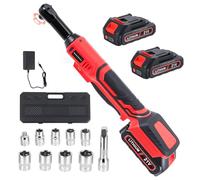 HIUYRFS liquet Sans Fil 3/8 liquet électrique avec LED, 2x 2.0Ah Batteries, 60 Nm, Coffret de 8 Douilles--Idéal pour auto et bricolage