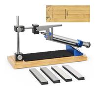 HIUYRFS Set d'aiguiseur de couteaux professionnel avec boîte bois, Système de serrage rapide pour maintien sécurisé, Angle réglable 0-30°, Parfait pour affûtage fin et polissage en cuisine