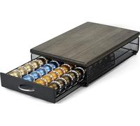 HiveNets Tiroir de rangement pour capsules de café Vertuo compatible avec le support de dosettes Nespresso Vertuoline en métal et bois (peut contenir 40 capsules)