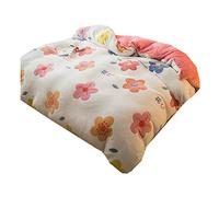 Hiver Chaud Bébé Bambin Enfants Flanelle Toison Housse de Couette avec Fermeture éclair, Animal Chat Fleur Orange Housse de Couette 150x200cm (Fleur)