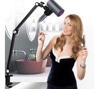 Hivexagon Support à Pince pour sèche-Cheveux - Support réglable Multi-Angles, Support Multifonctionnel, Bras en Alliage de Carbone, Base en Plastique, pour Un séchage à Main levée