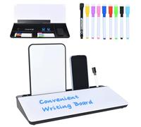Hivexagon Tableau blanc de bureau avec 4 compartiments pour téléphone et tablette + mini tableau blanc magnétique supplémentaire et accessoires, parfait pour les mémos et listes de choses à faire