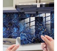 Hixingo 20 Pièces Carrelage Adhesif Mural Cuisine Salle de Bain Credence Adhesive pour Cuisine, Marbre Rétro Dalle Pvc Adhesive Murale Carrelage Autocollant (Bleu,20x20cm)