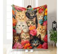 Hixingo Couverture 3D Imprimé Animal, Douce et Confortable Plaid Polaire, Plaid Tout Doux Couverture Chaude Polaire, Douce Et Moelleuse pour Canapé-Lit et Canapé (Chat,130x150cm)