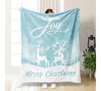 Hixingo Couverture 3D Renne de Noël, Douce et Confortable Plaid Polaire, Plaid Tout Doux Xmas Couverture Chaude Polaire, Douce Et Moelleuse pour Canapé-Lit et Canapé (Bleu Ciel,100x150cm)
