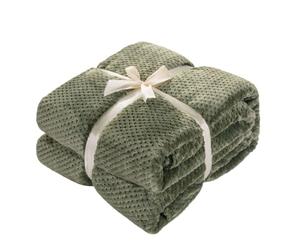 Hixingo Couverture Douce et Confortable, Grille d'ananas Plaid Polaire Plaid Tout Doux Couverture Chaude Polaire, Douce et Moelleuse pour Canapé-Lit et Canapé (Vert Kaki,200x230cm)