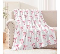Hixingo Couverture Rose Douce et Confortable Plaid Polaire, Plaid Tout Doux Couverture Chaude Polaire, Douce Et Moelleuse pour Canapé-Lit et Canapé (Petit Nœud,70x100cm)