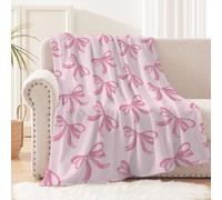 Hixingo Couverture Rose Douce et Confortable Plaid Polaire, Plaid Tout Doux Couverture Chaude Polaire, Douce Et Moelleuse pour Canapé-Lit et Canapé (Grand Nœud,70x100cm)