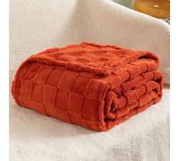 Hixingo Flanelle Couverture Douce et Confortable Plaid Polaire Plaid Tout Doux Couverture Chaude Polaire, Douce Et Moelleuse pour Canapé-Lit et Canapé (Orange,70x100cm)
