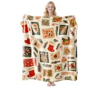 Hixingo Noël Couverture, Douce et Confortable Plaid Polaire, Plaid Tout Doux Xmas Couverture Chaude Polaire, Douce Et Moelleuse pour Canapé-Lit et Canapé, Enfant Adulte (Beige,100x130cm)