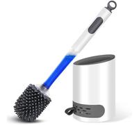 HIYAA Brosses et Supports en Silicone, Brosse de Nettoyage de Toilettes avec Support à séchage Rapide et poignée antidérapante pour Salle de Bain, 1 pièce, Blanc