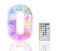 HIYAA Lettres lumineuses LED à paillettes - 18 couleurs changeantes - Avec télécommande - Pour filles - Cadeau d'anniversaire, de bar, de mariage, de Noël, de Saint-Valentin, de table murale - O