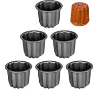 HiyyFloy 6 Pièces/Ensemble Caneles Moule en Acier Au Carbone Canele Moules De Cuisson Antiadhésif Cannele Moule Mini Boîtes À Gâteaux Pâtisserie Moule À Biscuits Outil De Cuisson