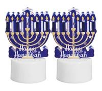 HiyyFloy Bougies Chauffe-Plat Hanoukka À LED sans Flamme, À Piles, Étoile De David Bleue, Menorah, Dreidel, Décorations De Hanoukka, Centres De Table