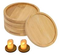 HiyyFloy Plateau À Bougies en Bois, 6 Pièces, Plaque Ronde en Bois pour Photophore, Base Décorative, Support De Pilier, Porte-Bougies pour Salon Cuisine