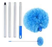 HiyyFloy Plumeau en Microfibre Télescopique pour Poteau De Nettoyage, Nettoyeur De Ventilateur De Plafond Haut, Brosse À Épousseter Lavable avec Poteau Télescopique pour Murs De Stores