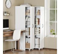 HIYYIH Bibliothèque extensible à roulettes - 4 niveaux - Blanc | Bibliothèque extensible à roulettes - 4 niveaux interchangeables à gauche et à droite - 41 x 51,5 x 158 cm - Pour salle de