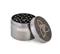 HIZEN Basic Grinder - Moulin à herbes - Diamètre : 49 mm - 4 pièces - Pour herbes séchées, pollen, fleurs, épices - Avec compartiment à pollen et grattoir (métal métallique)