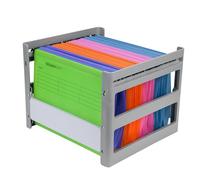 Hiziwimi Boîte de rangement pour dossiers suspendus en plastique, format A4 | Gris, dimensions extérieures : 36,3 × 32,5 × 27,5 cm, casier pour dossiers suspendus, adapté au bureau, école, et réception
