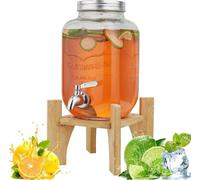 Hiziwimi Distributeur de boissons 8L verre support robinet inox bambou