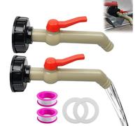HJ-hghpiftr IBC Lot de 2 robinets à boisseau sphérique 1" avec adaptateur S60 x 6 filetage grossier 32 mm (DN40/50) pour réservoir IBC 1000 l