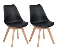 HJ Lot de 2 Chaises design contemporain nordique scandinave -Tulipe Chaises- pieds en bois de hêtre massif - Noir