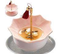 Hjatirace Passoire À Thé - Infuseur Céramique Feuille Design Parapluie Avec Support,Diffuseurs pour thé en vrac,Pour De Lait, Cocktails, Pâtisserie Et La Cuisine, Adoucit L'Eau Et Rehausse Les Saveurs
