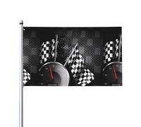 HJFCZH Drapeau à carreaux imprimé de course de 0,9 x 1,5 m pour décoration extérieure - Couvre-lit en polyester vif pour cour, terrasse et présentations festives