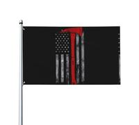HJFCZH Drapeau imprimé hache de pompier ligne rouge 0,9 x 1,5 m Drapeaux de décoration extérieure - Jeté en polyester vif pour cour, terrasse et présentations festives