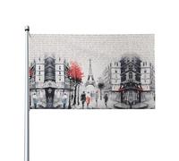 HJFCZH Impression peinture de la Tour Eiffel de Paris sur toile de 0,9 x 1,5 m pour décoration d'extérieur - Jeté en polyester vif pour décoration de cour, terrasse et fête