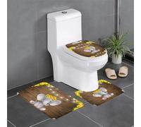 HJFCZH Lot de 3 tapis de salle de bain en microfibre pour une absorption supérieure et une sécurité antidérapante - Motif éléphant et tournesol - 61 x 40,6 cm
