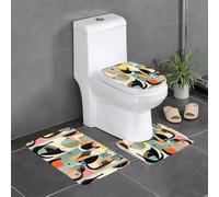 HJFCZH Lot de 3 tapis de salle de bain en polyester bien conçus pour un confort et une prise en main améliorés avec motifs de chats d'art moderne du milieu du siècle, 61 x 40,6 cm