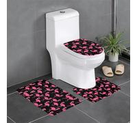 HJFCZH Lot de 3 tapis de salle de bain imprimés de flamants roses 61 x 40,6 cm - Tapis en polyester bien conçu pour un confort et une adhérence améliorés