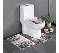 HJFCZH Lot de 3 tapis de salle de bain ultra doux et absorbants pour plus de confort et de style Motif Tour Eiffel de Paris 61 x 40,6 cm Rose