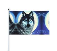 HJFCZH Wolf Under Moon Prints Drapeaux décoratifs d'extérieur de 0,9 x 1,5 m - Jeté en polyester vif pour cour, terrasse et présentations festives