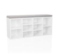 hjh Living Armoire à chaussures ESTHA 10 10 compartiments, banc avec assise rembourrée Blanc/Gris