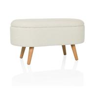 hjh LIVING Banc avec Espace de Rangement, Tissu bouclé Teddy STORIANO Scandi Banc rembourré avec Couvercle pour Salon Chambre Couloir, Blanc