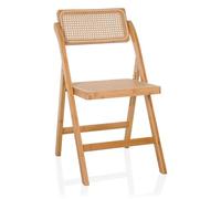 hjh LIVING Chaise Pliante en Bambou TUDELA - Tressage Viennois, Capacité de Charge 130kg, Dossier Pivotant à 360°