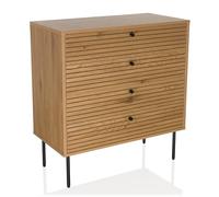 hjh LIVING Commode à 4 tiroirs Chêne LINNO K 80x40x85 cm Commode à tiroirs Armoire de Style Industriel, Beaucoup d'espace de Rangement