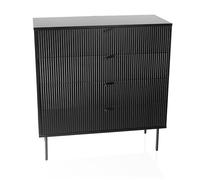 hjh LIVING Commode à 4 tiroirs KARBY K 90x40x95 cm, Armoire à tiroirs de Style Industriel, Beaucoup d'espace de Rangement, Noir