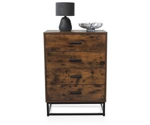 hjh LIVING Commode à 4 tiroirs VINSTRA Armoire à tiroirs de Style Industriel, pour Chambre à Coucher Couloir Salon, Brun 60x38,5x83,5 cm