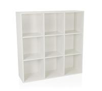 hjh LIVING Étagère avec 9 Compartiments, Ouverte BJORKE 97,5x30x100 cm, Étagère à Livres avec paroi arrière, Étagère cubique Séparation de pièce, Blanc