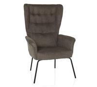 hjh LIVING Fauteuil Relax en Tissu HAVENIO à Oreilles, rembourré Confortable pour Salon ou Chambre, Gris foncé