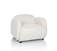 hjh Living - Fauteuil lounge VERDUNA rembourré avec accoudoirs Tissu Teddy Blanc