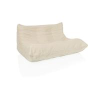 hjh Living Pouf de Sol 2 Places avec Dossier Sitzolo 2 - Chaise de Sol Confortable pour Chambre à Coucher et Salon - Tissu côtelé - Beige