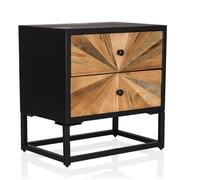 Table d'appoint / table de chevet SANTJAGO BLACK SUN S 2 tiroirs sapin massif hjh LIVING Couleur Bois Foncé G