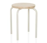 ALRANDA - Tabouret Blanc/Chêne