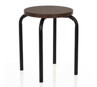 hjh LIVING Tabouret avec pieds en métal et assise en bois, empilable