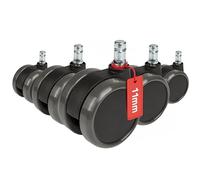 5x ROLO 11mm/65mm Sols durs - Roulettes Noir