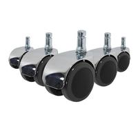 5x ROLO LUX 11mm/50mm Sols durs - Roulettes Noir / Argent